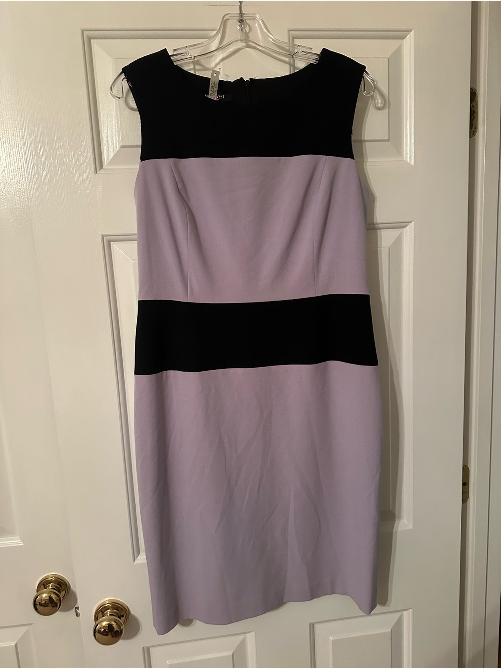 Nine West Black and Lavender Colorblock Sleeveless Midi Dress